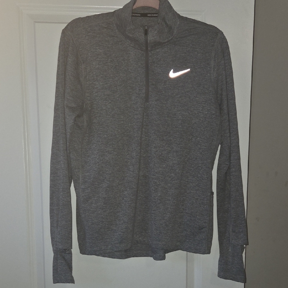 Nike Charcoal Quarter-Zip Top Dri-Fit  Running Wind Breaker